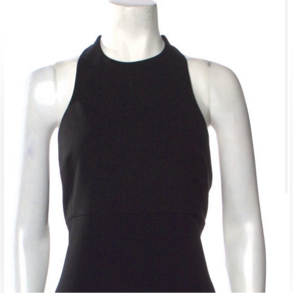 Vera Wang evening dress elegant long black sleeveless strappy back 4